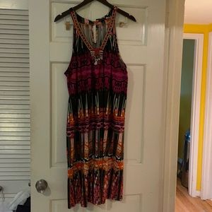 Pink and orange dress with beaded neck